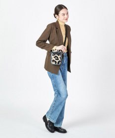 LeSportsac DENIM PHONE CROSSBODY/ブラックデニム/レオパードシェルパ