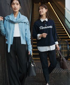 UNFILO L 【前後着用 可能】ふわふわニット 2WAY パールボタンカーディガン