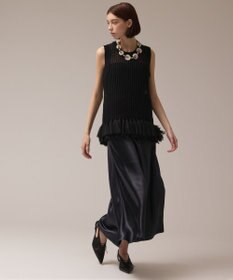 GRACE CONTINENTAL チュールフリンジニットトップ