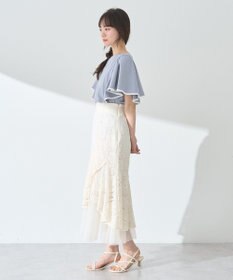 earth music&ecology 【接触冷感/洗濯機可】パイピングフレアスリーブカットソー