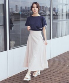 earth music&ecology 【接触冷感/洗濯機可】パイピングフレアスリーブカットソー