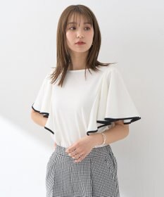 earth music&ecology 【接触冷感/洗濯機可】パイピングフレアスリーブカットソー