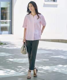 J.PRESS LADIES 【洗える】セルロースリネンストレッチ テーパード パンツ