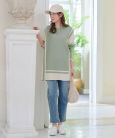 Tiaclasse 【新色追加・洗える】配色ニットチュニック