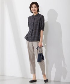 J.PRESS LADIES L 【洗える】 ジオメトリック スタンドカラー ブラウス