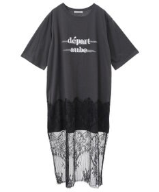 Green Parks 裾レースドッキングカットロゴチュニック