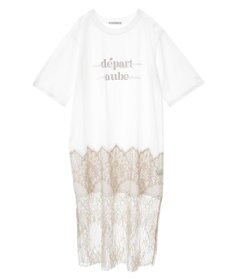 Green Parks 裾レースドッキングカットロゴチュニック