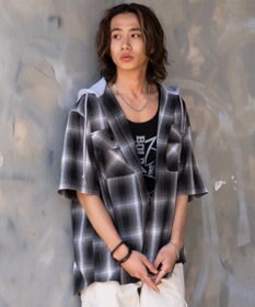 WEGO 【ユニセックス着用ITEM/MLサイズ展開】オンブレチェックフードシャツ（SS）