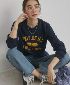 WEGO 【ANGIE VINTAGE】GILDAN カレッジロゴ オーバーサイズ プリント ロンT