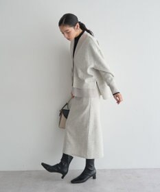 YECCA VECCA ニット切替メルトンVネックカーディガン