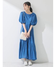 earth music&ecology コットンボイルパフスリーブワンピース