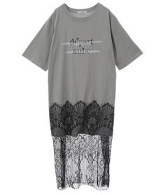 Green Parks 裾レースドッキングカットロゴチュニック