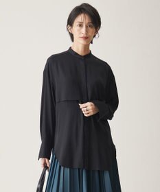 ICB 【WEB限定カラーあり・洗える】 シルキーサテン シャツブラウス
