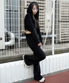 WEGO 【ウエストゴム】ベロアフレアパンツ