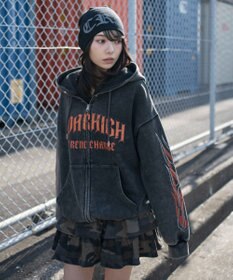 WEGO 【ユニセックス着用ITEM】ブリーチグラフィックZIPパーカー