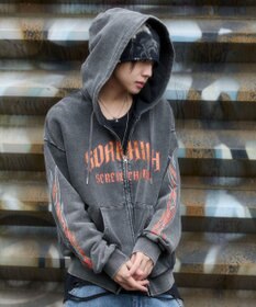 WEGO 【ユニセックス着用ITEM】ブリーチグラフィックZIPパーカー