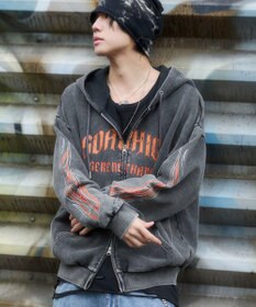 WEGO 【ユニセックス着用ITEM】ブリーチグラフィックZIPパーカー