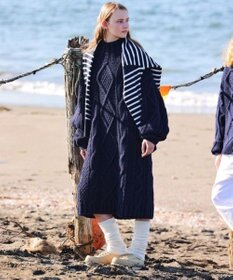 LENO ARAN ONEPIECE　アラン柄ニットワンピース