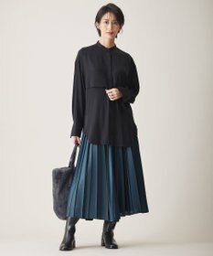 ICB 【WEB限定カラーあり・洗える】 シルキーサテン シャツブラウス