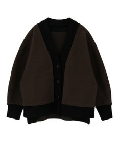 YECCA VECCA ニット切替メルトンVネックカーディガン