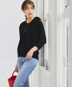 Tiaclasse 【洗える】肩ボタンドルマンニットトップス