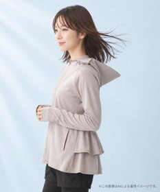 OP／FILA 【Ocean Pacific】フェイスガード付き バックフリル ラッシュガードパーカー
