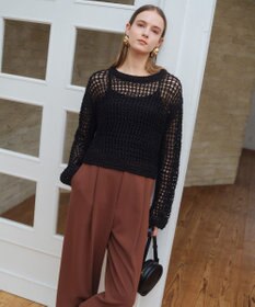 BEIGE， UVITE / コットンメッシュクロップドニット Black