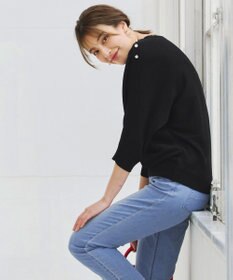 Tiaclasse 【洗える】肩ボタンドルマンニットトップス