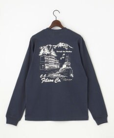 JOSEPH ABBOUD MOUNTAIN LONG SLEEVE FRONTIER GRAPPHIC T-SHIRT ネイビー