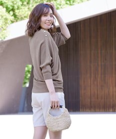 Tiaclasse 【洗える】肩ボタンドルマンニットトップス