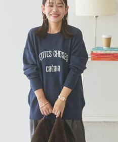 AMERICAN HOLIC コットンブレンドスウェットライクロゴニットトップス