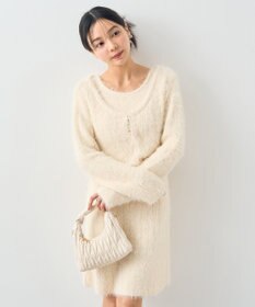 earth music&ecology ＳＥＴ２点シャギーショートカーデ＋ミニワンピース