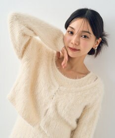 earth music&ecology ＳＥＴ２点シャギーショートカーデ＋ミニワンピース