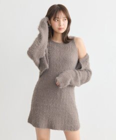 earth music&ecology ＳＥＴ２点シャギーショートカーデ＋ミニワンピース