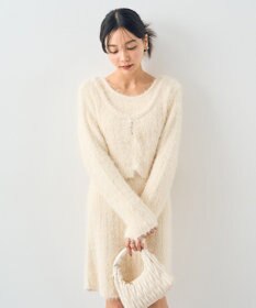 earth music&ecology ＳＥＴ２点シャギーショートカーデ＋ミニワンピース