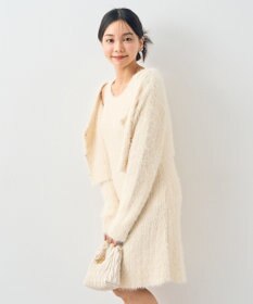 earth music&ecology ＳＥＴ２点シャギーショートカーデ＋ミニワンピース