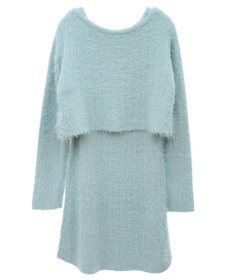 earth music&ecology ＳＥＴ２点シャギーショートカーデ＋ミニワンピース