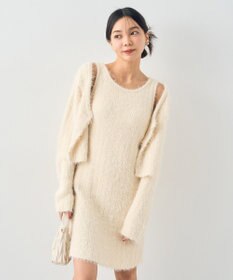 earth music&ecology ＳＥＴ２点シャギーショートカーデ＋ミニワンピース