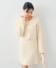 earth music&ecology ＳＥＴ２点シャギーショートカーデ＋ミニワンピース