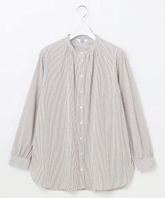 J.PRESS LADIES L 【洗える】BEZ C/Ny ドビーストライプ バンドカラー ブラウス