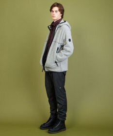 JOSEPH ABBOUD MOUNTAIN 【軽量/リサイクルウール使用】ヘリンボンウールフリース フーディ