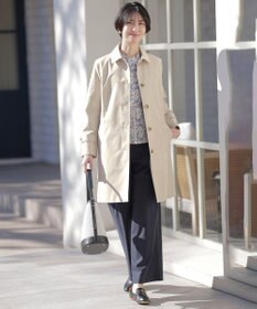 J.PRESS LADIES 【洗える】セルロースリネンストレッチ タックワイドパンツ