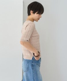 AMERICAN HOLIC ケーブル５分袖ニットプルオーバー