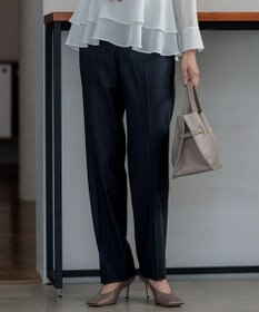 23区 L 【セットアップ対応】ラフィーネウール テーパードパンツ ネイビーストライプ