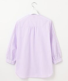 J.PRESS LADIES 【洗える】シャンブレー バンドカラー ピンタック ブラウス