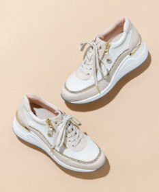 Dominic3 ヒールアップ グリッタートリム サイドジップスニーカー