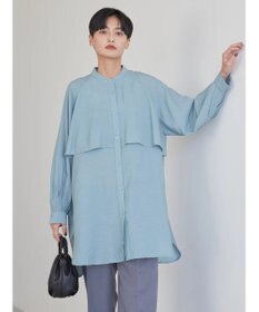 AMERICAN HOLIC バンドカラーフリルシャツチュニック