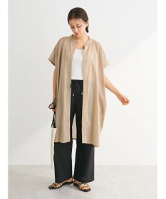 Green Parks インド綿　パイピングバンドカラーシャツチュニック