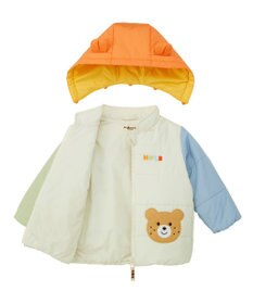 MIKI HOUSE HOT BISCUITS 【80-120cm】くまみみ付き 中綿ジャンパー