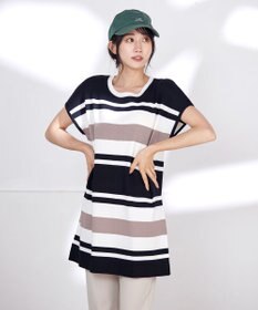 Tiaclasse 【洗える】マルチボーダーフレンチニットチュニック